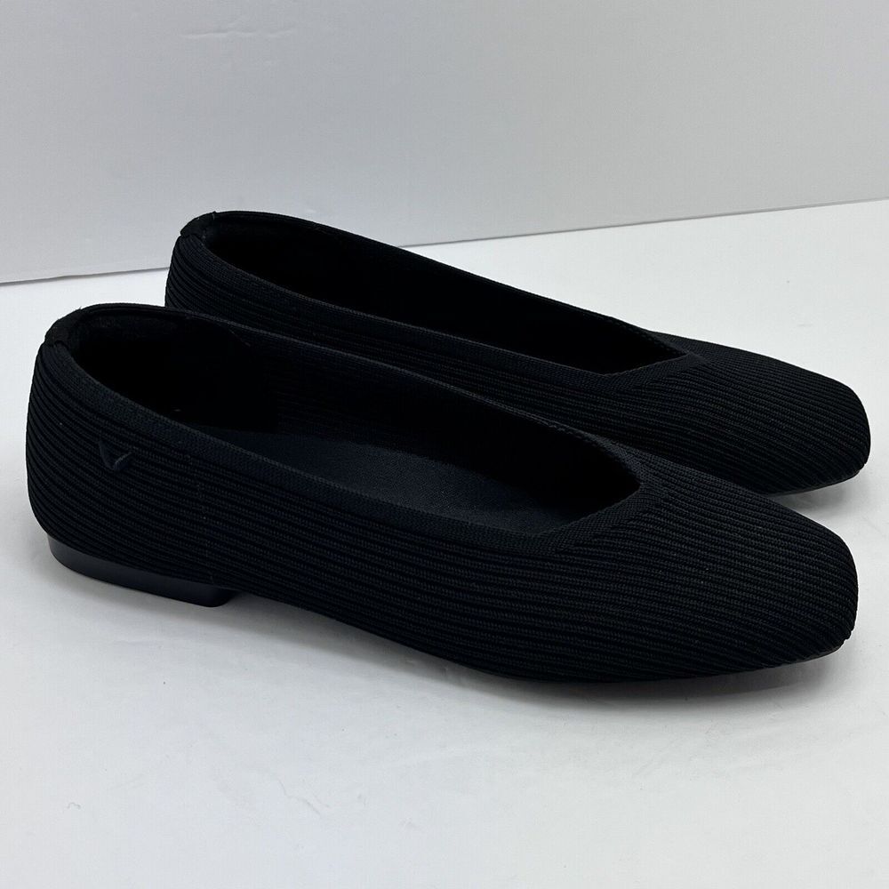 VIVAIA Square Toe V-Cut Comfort Flats Margot 2.0 Black Size 6.5 US/EUR 37